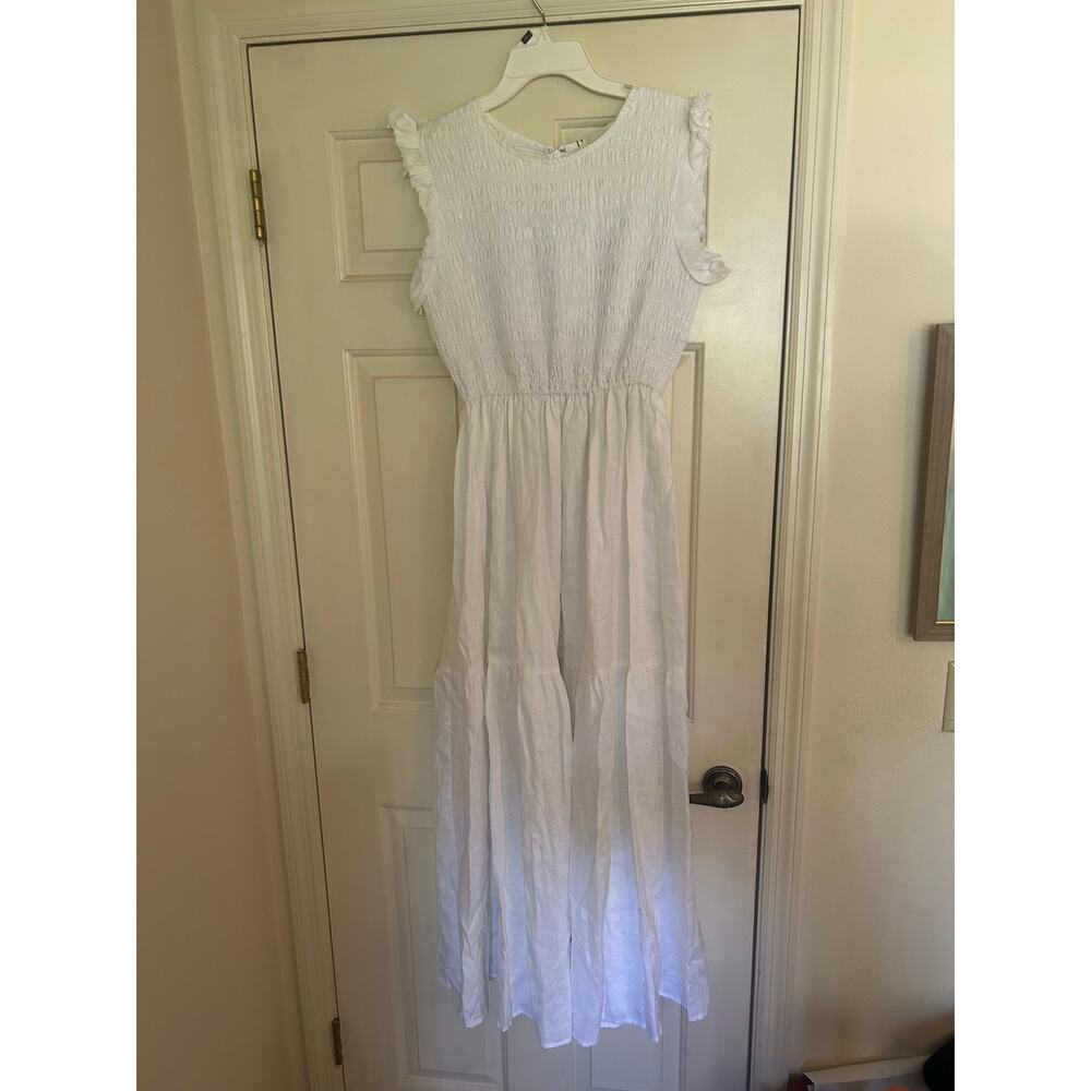 Linen midi sundress in white fully lined. Brand Dissh sz 10 women’s. - Picture 2 of 11